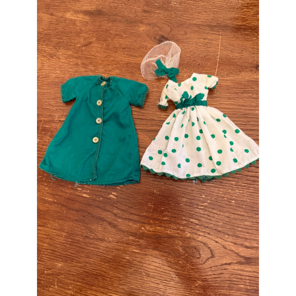 Vintage Barbie Plantation Belle Outfit 1961 Green Polka Dot Dress Coat Hat